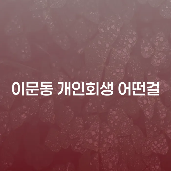 이문동 개인회생 어떤걸