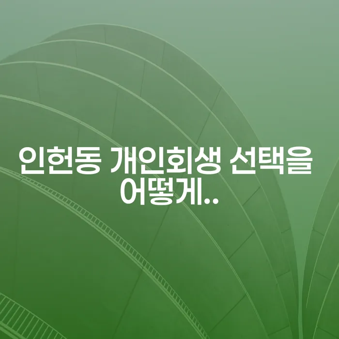 인헌동 개인회생 선택을 어떻게..