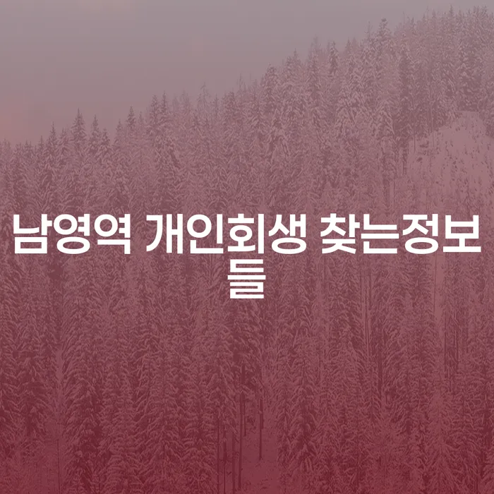 남영역 개인회생 찾는정보들